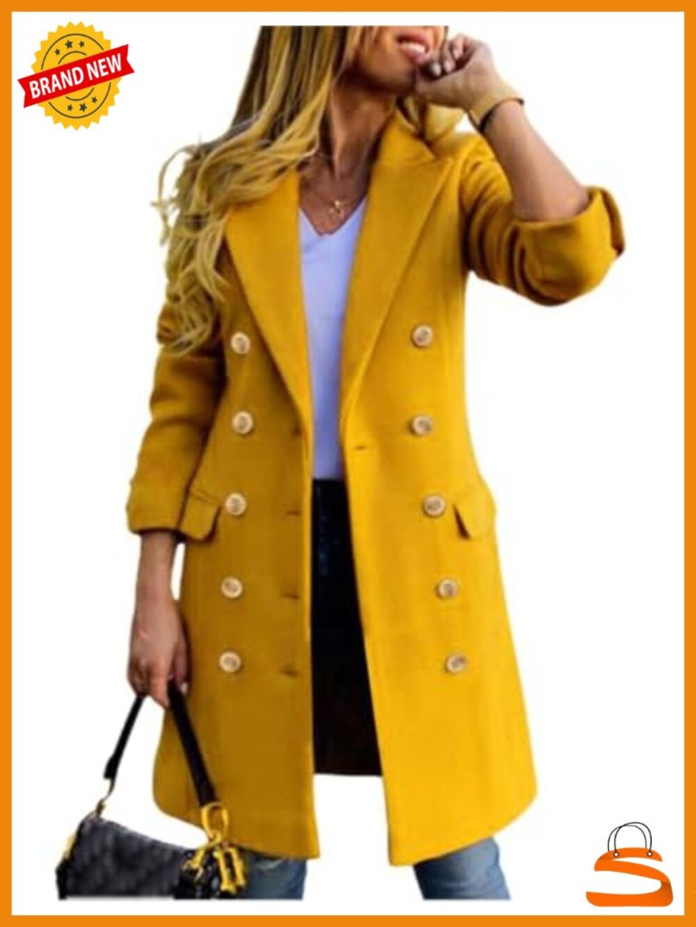 Double Breasted Midi Peacoat Wool Trench Coat Winter Jacket